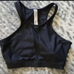 C&C Black Sports Bra with Mesh Accent